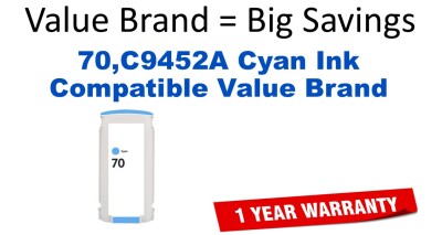 70,C9452A Cyan Compatible Value Brand ink
