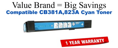 CB381A,823A Cyan Compatible Value Brand toner