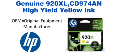 920XL,CD974AN Genuine High Yield Yellow HP Ink
