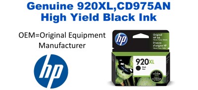 920XL,CD975AN Genuine High Yield Black HP Ink