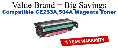 CE253A,504A Magenta Compatible Value Brand toner