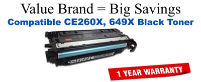 CE260X,649X High Yield Black Compatible Value Brand toner