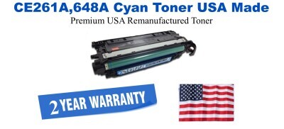 CE261A,648A Cyan Premium USA Remanufactured Brand Toner