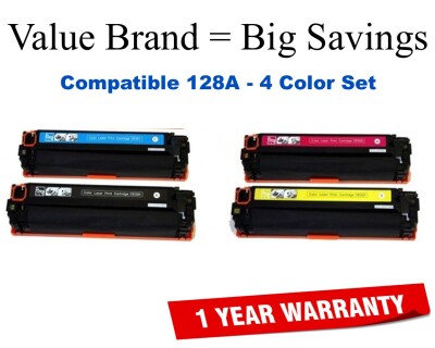 128A 4-Color Set Compatible Value Brand toner CE320A,CE321A,CE322A,CE323A