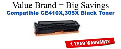 CE410X,305X High Yield Black Compatible Value Brand toner