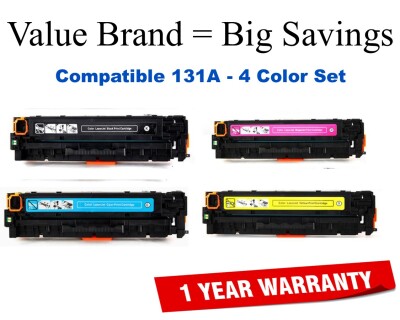 131A 4-Color Set Compatible Value Brand toner CF210A, CF211A, CF212A, CF213A