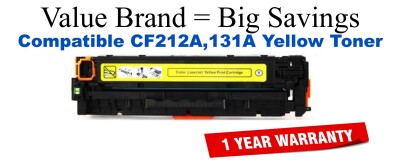 CF212A,131A Yellow Compatible Value Brand toner