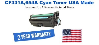 CF331A,654A Cyan Premium USA Remanufactured Brand Toner