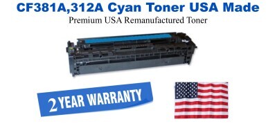 CF381A,312A Cyan Premium USA Remanufactured Brand Toner