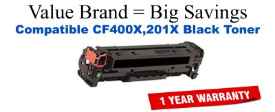 CF400X,201X High Yield Black Compatible Value Brand toner
