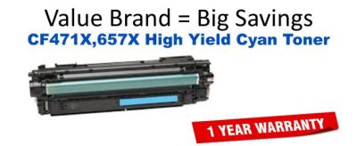 CF471X,657X High Yield Cyan Compatible Value Brand toner