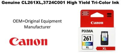 CL261XL,3724C001 Genuine High Yield Tri-Color Canon Ink
