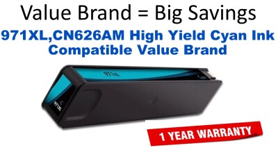 971XL,CN626AM High Yield Cyan Compatible Value Brand ink