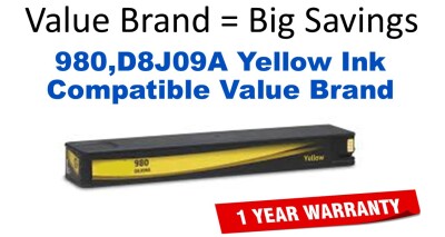980,D8J09A Yellow Compatible Value Brand ink