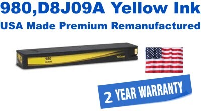 980,D8J09A Yellow Premium USA Made Remanufactured ink