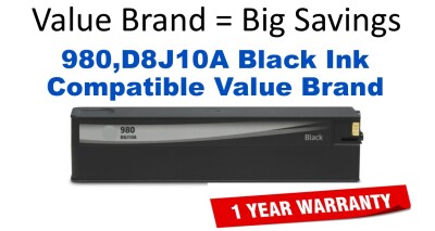 980,D8J10A Black Compatible Value Brand ink