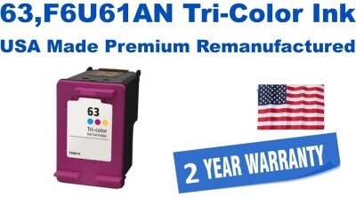 63,F6U61AN Tri-Color Premium USA Made Remanufactured ink
