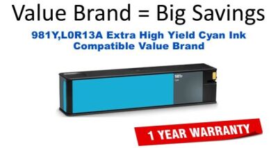 981Y,L0R13A Extra High Yield Cyan Compatible Value Brand ink