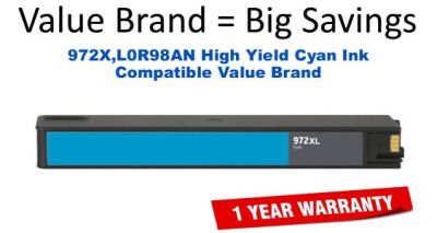 972X,L0R98AN High Yield Cyan Compatible Value Brand ink