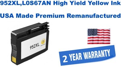 952XL,L0S67AN High Yield Yellow Premium USA Made Remanufactured ink