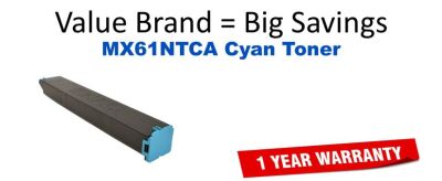 Sharp MX-61NTCA New Generic Brand Cyan Toner Cartridge