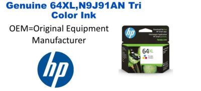 64XL,N9J91AN Genuine HP Tri Color Ink