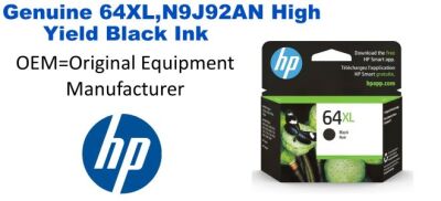 64XL,N9J92AN Genuine HP High Yield Black Ink
