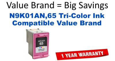 N9K01AN,65 Tri-Color Compatible Value Brand ink
