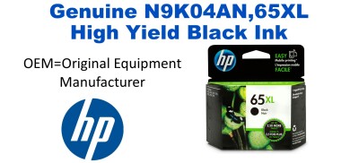 N9K04AN,65XL Genuine High Yield Black HP Ink