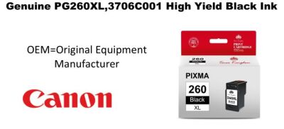 PG260XL,3706C001 Genuine High Yield Black Canon Ink
