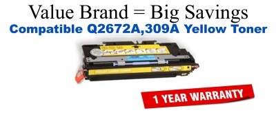 Q2672A,309A Yellow Compatible Value Brand toner