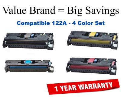 122A 4-Color Set Compatible Value Brand toner Q3960A, Q3961A, Q3962A, Q3963A