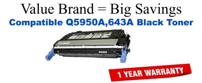 Q5950A,643A Black Compatible Value Brand toner