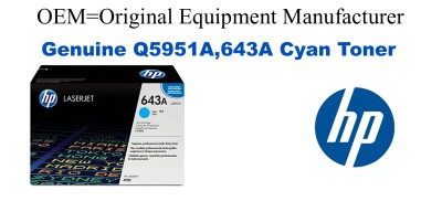 Q5951A,643A Genuine Cyan HP Toner