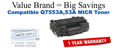 Q7553A,53A MICR Compatible Value Brand toner