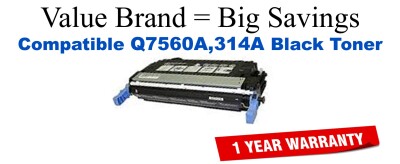Q7560A,314A Black Compatible Value Brand toner