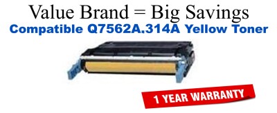 Q7562A,314A Yellow Compatible Value Brand toner