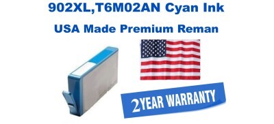 902XL,T6M02AN High Yield Cyan Premium USA Made Remanufactured ink