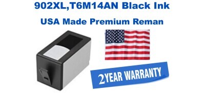 902XL,T6M14AN High Yield Black Premium USA Made Remanufactured ink