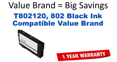 T802120, 802 Black Compatible Value Brand ink