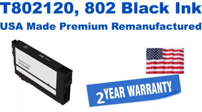 T802120, 802 Black Premium USA Made Remanufactured  ink