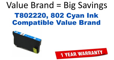 T802220, 802 Cyan Compatible Value Brand ink