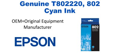 T802220, 802 Genuine Cyan Epson Ink