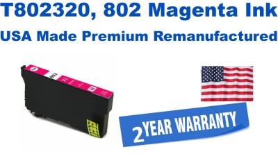 T802320, 802 Magenta Premium USA Made Remanufactured  ink