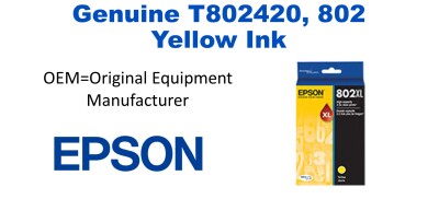 T802420, 802 Genuine Yellow Epson Ink