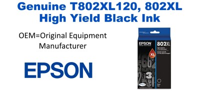 T802XL120, 802XL Genuine High Yield Black Epson Ink