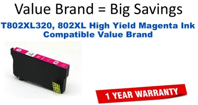 T802XL320, 802XL High Yield Magenta Compatible Value Brand ink