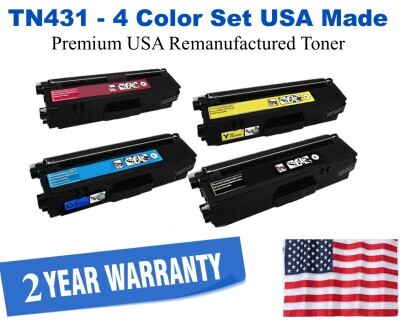 TN431 Color Set USA Made Remanufactured Brother toner TN431BK,TN431C,TN431M,TN431Y
