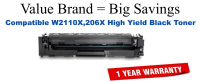 W2110X,206X High Yield Black Compatible Value Brand Toner without Toner Level Indicator