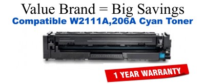 W2111A,206A Cyan Compatible Value Brand Toner
